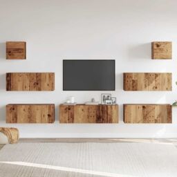 Berkfield Home 7 Piece TV Cabinet Set Wall-mounted Old Wood Engineered Wood in Brown - thumbnail 3