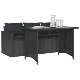 Berkfield Home 2 Piece Garden Dining Set with Cushions Black Poly Rattan - thumbnail 3