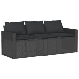 Berkfield Home 2 Piece Garden Dining Set with Cushions Black Poly Rattan - thumbnail 4