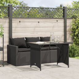 Berkfield Home 2 Piece Garden Dining Set with Cushions Black Poly Rattan - thumbnail 1