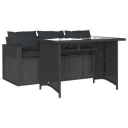 Berkfield Home 2 Piece Garden Dining Set with Cushions Black Poly Rattan - thumbnail 2