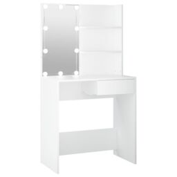Berkfield Home Dressing Table with LED White 74.5x40x141 cm - thumbnail 2