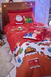 Catherine Lansfield 'Santa's Christmas Presents' Duvet Set in Red - Size: Double - thumbnail 1