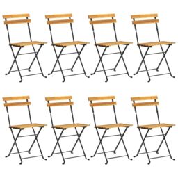 Berkfield Home Folding Garden Chairs 8 pcs Steel & Solid Wood Acacia in Brown - thumbnail 2