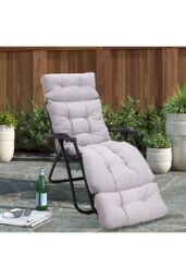 Garden Sanctuary 180cm W x 55cm D Grey Thickened Lounger Cushion with Anti-Slip Cover - Size: 180 cm W x 55 cm D