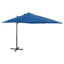 Berkfield Home Cantilever Umbrella with Pole & LED Lights Azure Blue 250 cm - thumbnail 1