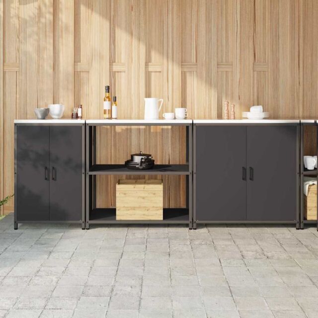 Berkfield Home with Shelf Other with Storage with Door 3 pcs Black Cold-rolled steel - image 1