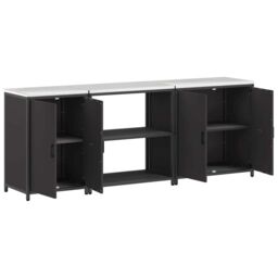 Berkfield Home with Shelf Other with Storage with Door 3 pcs Black Cold-rolled steel - thumbnail 8