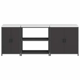 Berkfield Home with Shelf Other with Storage with Door 3 pcs Black Cold-rolled steel - thumbnail 9