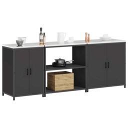 Berkfield Home with Shelf Other with Storage with Door 3 pcs Black Cold-rolled steel - thumbnail 3