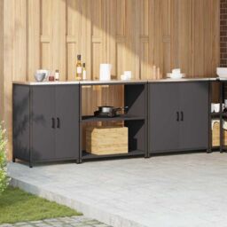 Berkfield Home with Shelf Other with Storage with Door 3 pcs Black Cold-rolled steel - thumbnail 4