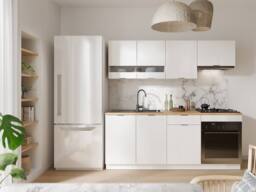 Vente-unique Complete Kitchen - With 200 Cm Worktop - White & Natural - CARMEO in Light Oak - thumbnail 1