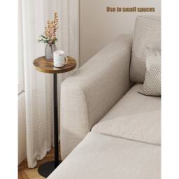 FORGEVIO Tall Round Side Table, Small End Fixed Height（70cm）, Brown - thumbnail 3