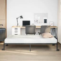 Berkfield Home Elegant Bed Frame without Mattress Foldable Black 100x190 cm Steel - thumbnail 4