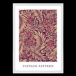 ARTZE Vintage William Morris Larkspur in Pink & Beige Art Print / White Frame / SIZE: A2 - Size: A4 - thumbnail 2