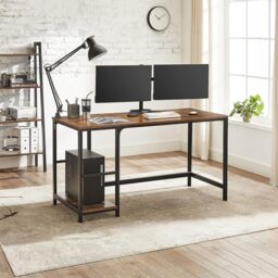 VASAGLE Wide Industrial Computer Desk Office Table Study Bedroom in Brown