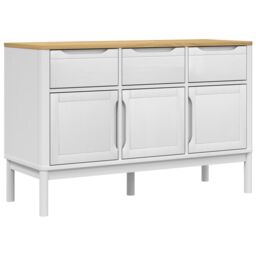 Berkfield Home Sideboard FLORO White 114x43x74 cm Solid Wood Pine - Size: 114 x 43 x 74 cm - thumbnail 2