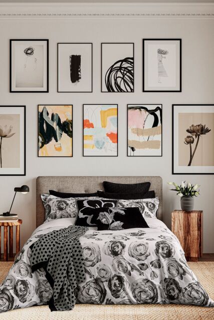 Ted Baker 'Mono Floral' Cotton Percale Duvet Cover Set in White - Size: Super King - image 1