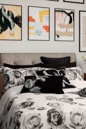 Ted Baker 'Mono Floral' Cotton Percale Duvet Cover Set in White - Size: Super King - thumbnail 2