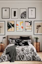 Ted Baker 'Mono Floral' Cotton Percale Duvet Cover Set in White - Size: Super King