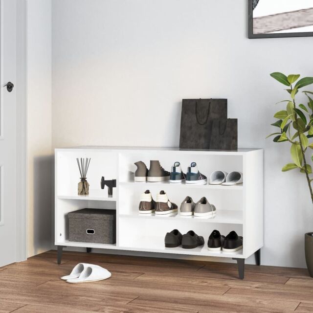 Berkfield Home Shoe Cabinet High Gloss White 102x36x60 cm Engineered Wood - Size: 102 x 36 x 60 cm - image 1