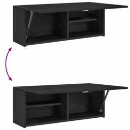 Berkfield Home Bathroom Wall Cabinet Black 80x25x30 cm Engineered Wood - Size: 80 x 25 x 30 cm - thumbnail 9