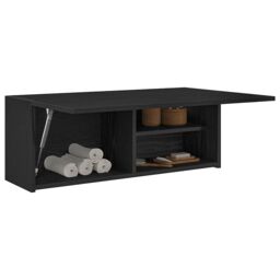 Berkfield Home Bathroom Wall Cabinet Black 80x25x30 cm Engineered Wood - Size: 80 x 25 x 30 cm - thumbnail 4