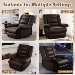 Gartistgo Manual Recliner Armchair PU Leather Padded Lounge Chair Sofa in Brown - thumbnail 6