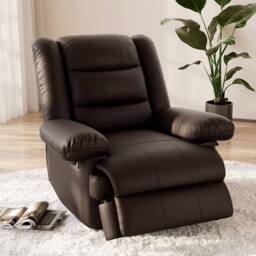 Gartistgo Manual Recliner Armchair PU Leather Padded Lounge Chair Sofa in Brown