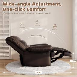Gartistgo Manual Recliner Armchair PU Leather Padded Lounge Chair Sofa in Brown - thumbnail 3