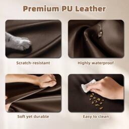 Gartistgo Manual Recliner Armchair PU Leather Padded Lounge Chair Sofa in Brown - thumbnail 5