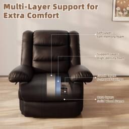 Gartistgo Manual Recliner Armchair PU Leather Padded Lounge Chair Sofa in Brown - thumbnail 4