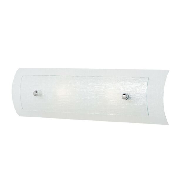 Loops IP44 Twin Wall Light Bent Linen Glass Frames Polished Chrome LED G9 3.5W in Clear