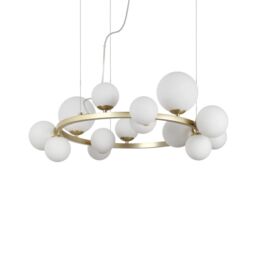 Netlighting Perlage 14 Light Round Globe Pendant Ceiling Light Brass in Yellow