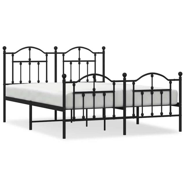 Berkfield Home Metal Bed Frame with Headboard & Footboard Black 135x190 cm Double - image 1