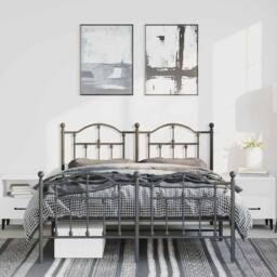Berkfield Home Metal Bed Frame with Headboard & Footboard Black 135x190 cm Double - thumbnail 4