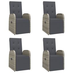 Berkfield Home 5 Piece Garden Dining Set Grey Poly Rattan&Solid Wood Acacia - thumbnail 4