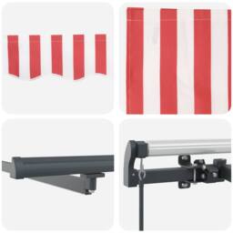 Berkfield Home Manual Retractable Awning with LED Red & White Stripe 500x300 cm - thumbnail 8