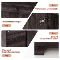 Costway L-Shaped Corner Computer Desk Study Workstation w/ Cabinet & Drawers in Dark Brown - thumbnail 6