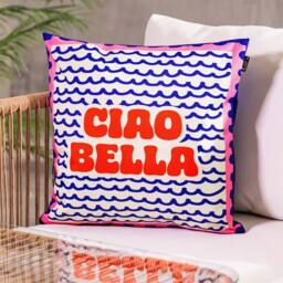 icon 4 Pack Cushion 43x43cm Ciao Bella Print in Blue - Size: 43x43 cm - thumbnail 2