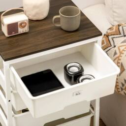 Wyld Haus Kedina Tall 6 Drawer Storage Chest White with Walnut Effect Top - thumbnail 9