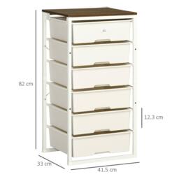 Wyld Haus Kedina Tall 6 Drawer Storage Chest White with Walnut Effect Top - thumbnail 4