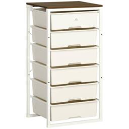 Wyld Haus Kedina Tall 6 Drawer Storage Chest White with Walnut Effect Top - thumbnail 2