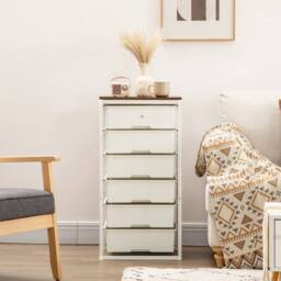 Wyld Haus Kedina Tall 6 Drawer Storage Chest White with Walnut Effect Top - thumbnail 8
