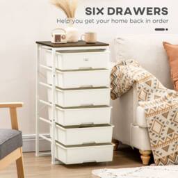 Wyld Haus Kedina Tall 6 Drawer Storage Chest White with Walnut Effect Top - thumbnail 6