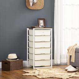 Wyld Haus Kedina Tall 6 Drawer Storage Chest White with Walnut Effect Top - thumbnail 3