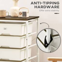 Wyld Haus Kedina Tall 6 Drawer Storage Chest White with Walnut Effect Top - thumbnail 7