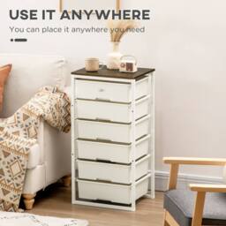 Wyld Haus Kedina Tall 6 Drawer Storage Chest White with Walnut Effect Top - thumbnail 5