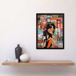 Artery8 Wall Art Print Stencil On City Poster Wall Young Woman Portrait Over Flyposter Adverts Vibrant Colourful Bold Pop Art Modern Painting Art - thumbnail 4