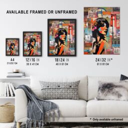 Artery8 Wall Art Print Stencil On City Poster Wall Young Woman Portrait Over Flyposter Adverts Vibrant Colourful Bold Pop Art Modern Painting Art - thumbnail 3